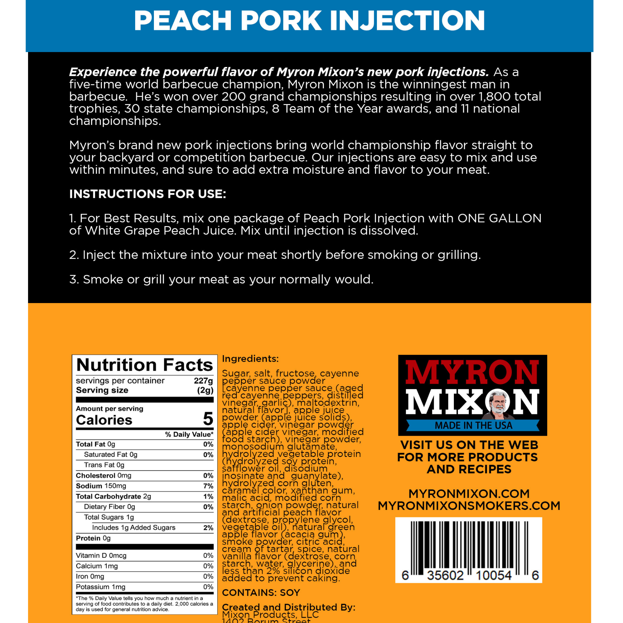Myron Mixon Peach Pork Injection | Competition BBQ